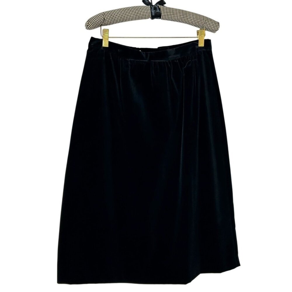 NWT Vintage 80s Black Velvet  Skirt Mid-Length A-Line Size 12 Russ‎ By Russ Togs